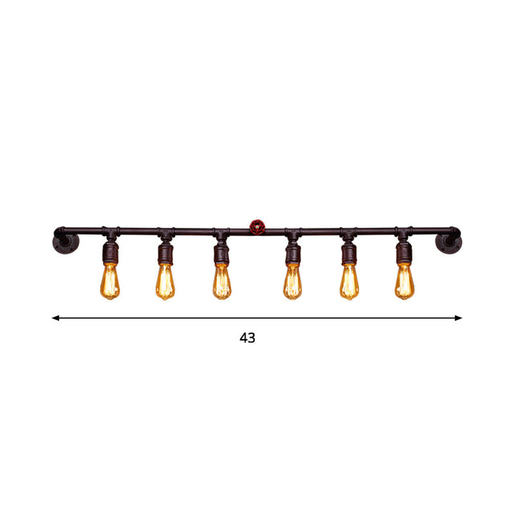 Skørter | Iron Black Wall Lamp Straight Pipes 2/4/6 Bulbs Industrial Wall Lamp for Living Room