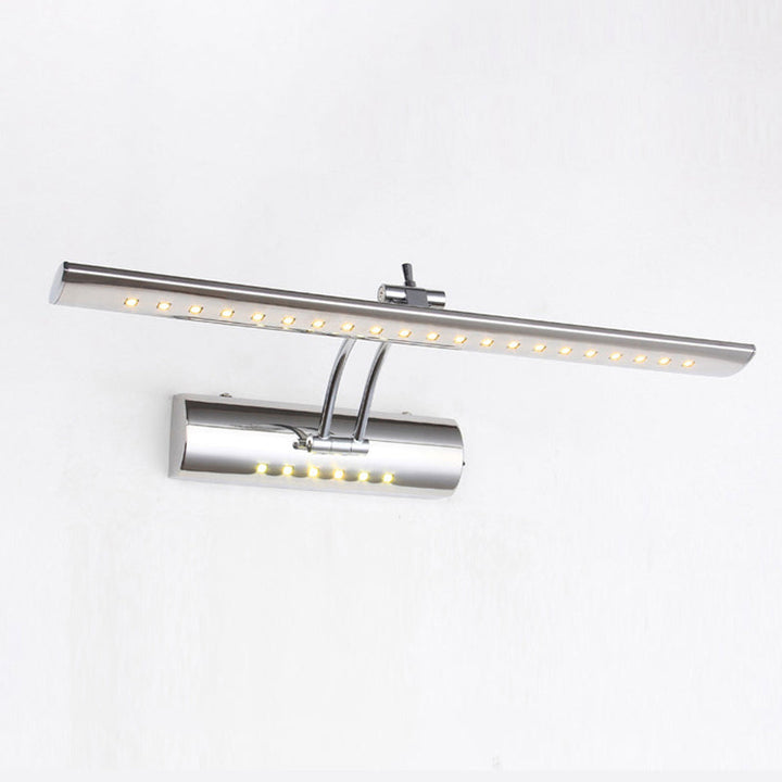 Lisslune | Nickel Finish Linear Wall Lamp Contemporary 16"/21.5" Width LED Metallic Makeup Lighting in White/Warm Light
