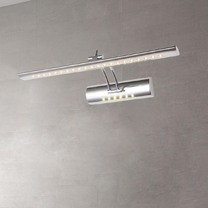Lisslune | Nickel Finish Linear Wall Lamp Contemporary 16"/21.5" Width LED Metallic Makeup Lighting in White/Warm Light
