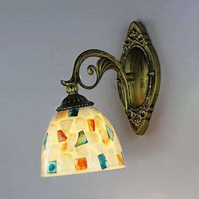 Lisslune | 1 Light White-Grey/Beige/Yellow-Blue Glass Wall Lighting with Shade Tiffany Loft Shell Wall Light for Bedroom