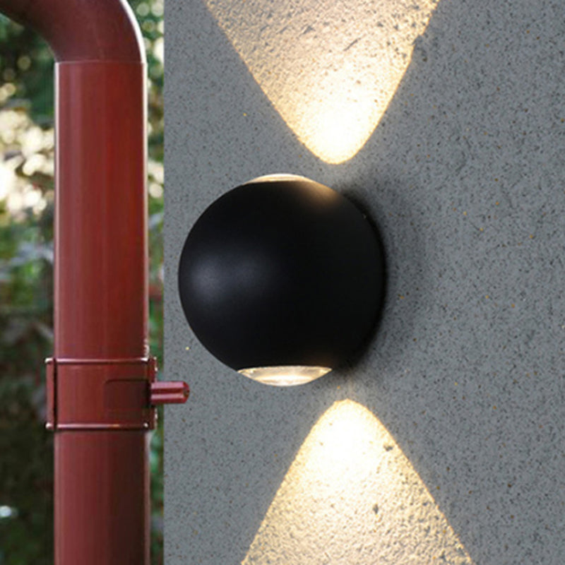 Lisslune | Rounded Shade Porch Wall Lamp Aluminum Warm/White Lighting LED Modern Stylish Wall Light in Black