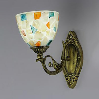 Lisslune | 1 Light White-Grey/Beige/Yellow-Blue Glass Wall Lighting with Shade Tiffany Loft Shell Wall Light for Bedroom