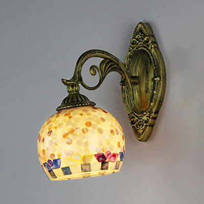 Lisslune | 1 Light White-Grey/Beige/Yellow-Blue Glass Wall Lighting with Shade Tiffany Loft Shell Wall Light for Bedroom