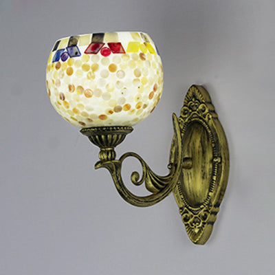 Lisslune | 1 Light White-Grey/Beige/Yellow-Blue Glass Wall Lighting with Shade Tiffany Loft Shell Wall Light for Bedroom