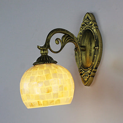 Lisslune | 1 Light White-Grey/Beige/Yellow-Blue Glass Wall Lighting with Shade Tiffany Loft Shell Wall Light for Bedroom