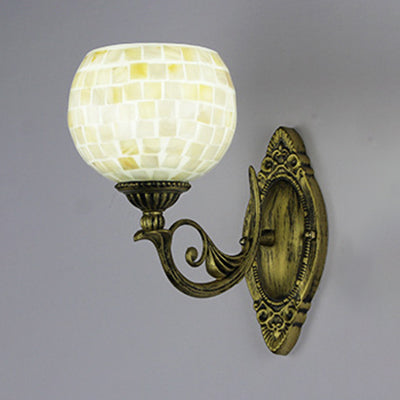 Lisslune | 1 Light White-Grey/Beige/Yellow-Blue Glass Wall Lighting with Shade Tiffany Loft Shell Wall Light for Bedroom