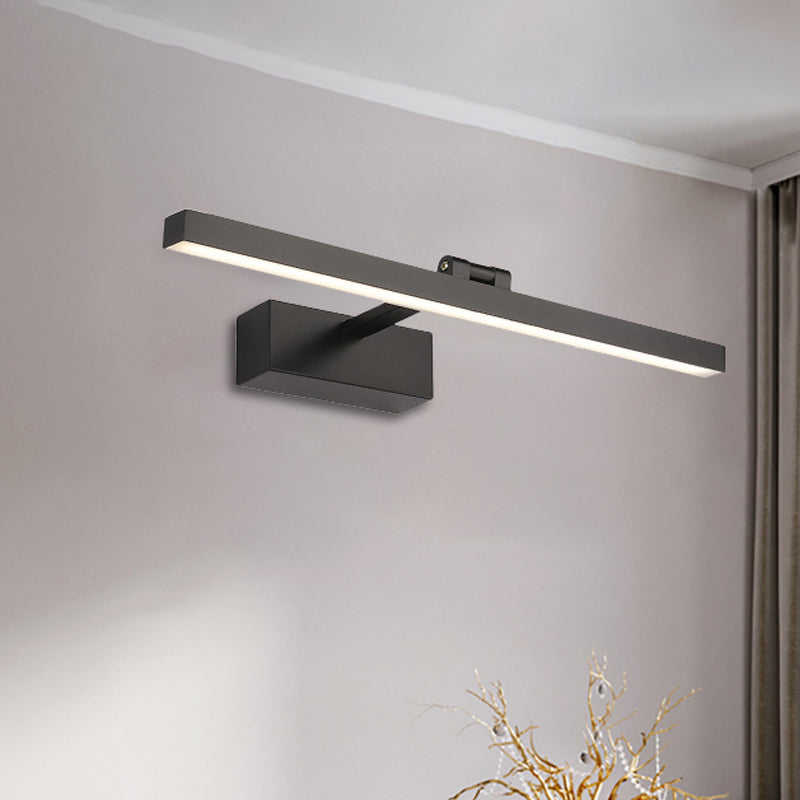 Skørter | Simple Style Rectangular Aluminum Wall Lamp 16"/19.5" B LED Vanity Mirror Light in Black/White for Bathroom