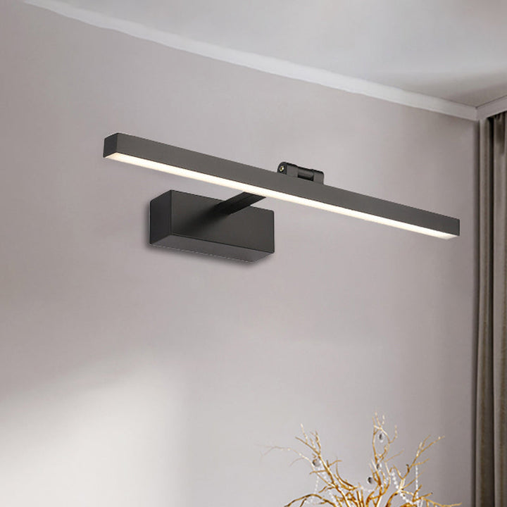 Skørter | Simple Style Rectangular Aluminum Wall Lamp 16"/19.5" B LED Vanity Mirror Light in Black/White for Bathroom