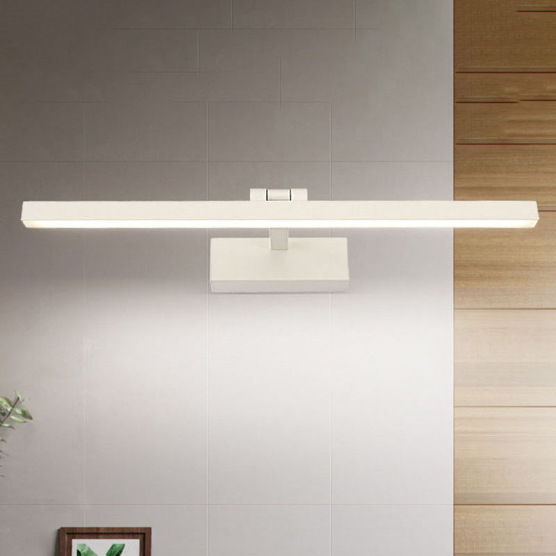 Skørter | Simple Style Rectangular Aluminum Wall Lamp 16"/19.5" B LED Vanity Mirror Light in Black/White for Bathroom