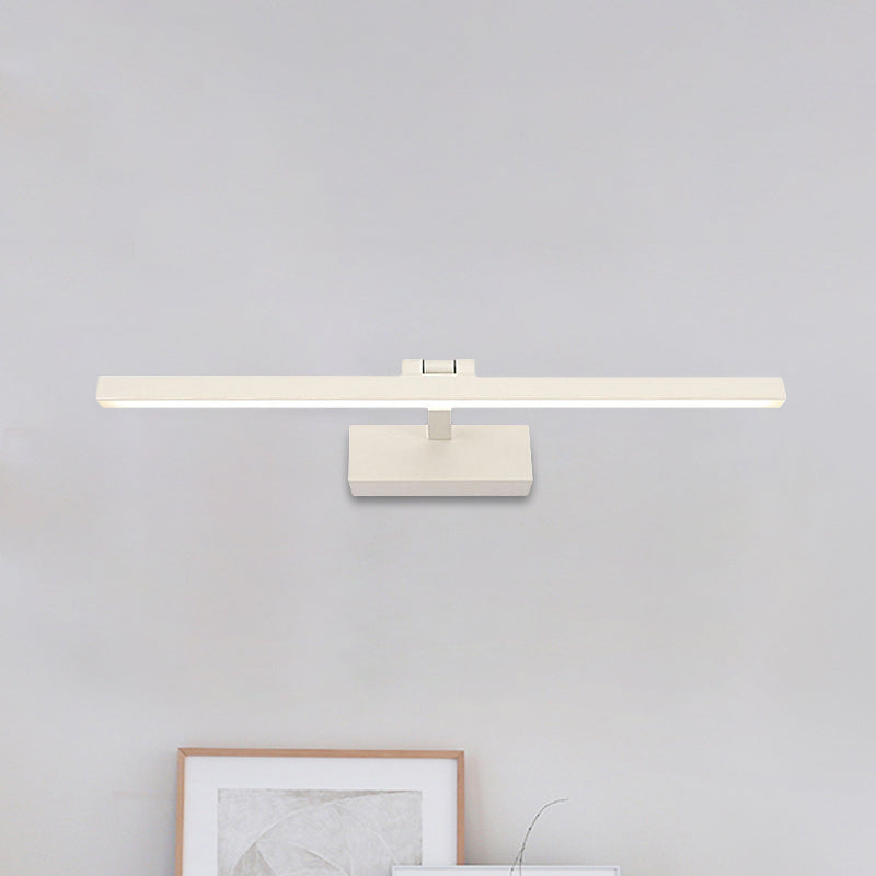 Skørter | Simple Style Rectangular Aluminum Wall Lamp 16"/19.5" B LED Vanity Mirror Light in Black/White for Bathroom