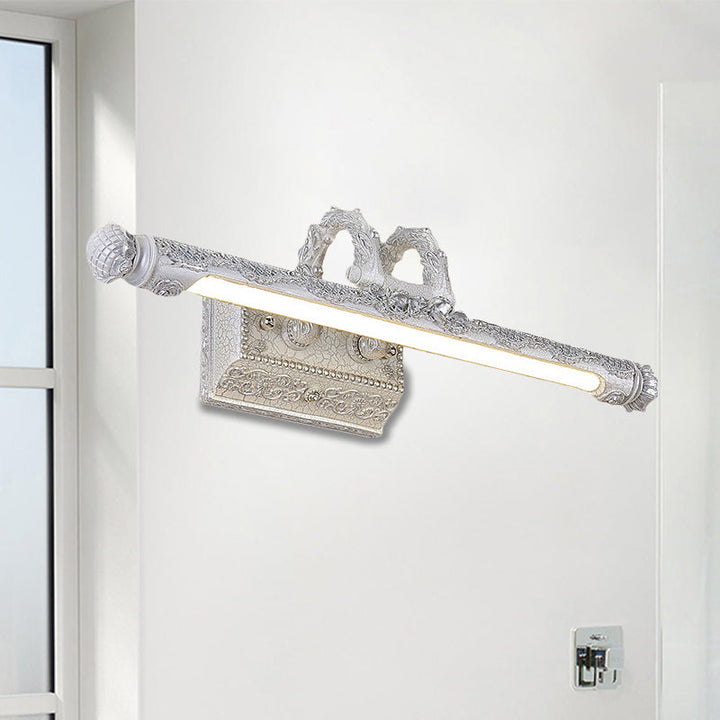 Lisslune | Vintage LED Wall Light with Metal Shade White Etched Tube Vanity Wall Light for Bathroom, 20.5"/23.5" Width