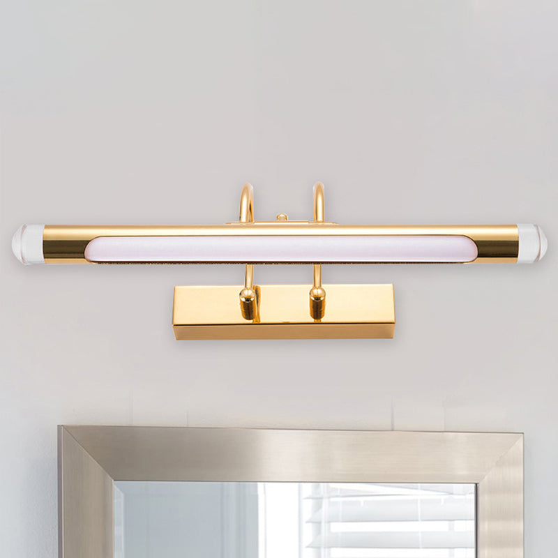 Lisslune | 16"/21" Width Cylindrical Vanity Light Fixture Modernism Style Metallic LED Indoor Wall Lamp in Gold, Warm/White Lighting