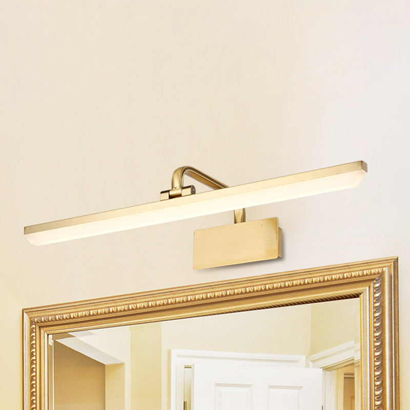 Skørter | LED Indoor Wall Lamp with ultra-thin acrylic shade brushed brass makeup wall lamp in warm/white light, 16"/19.5" W