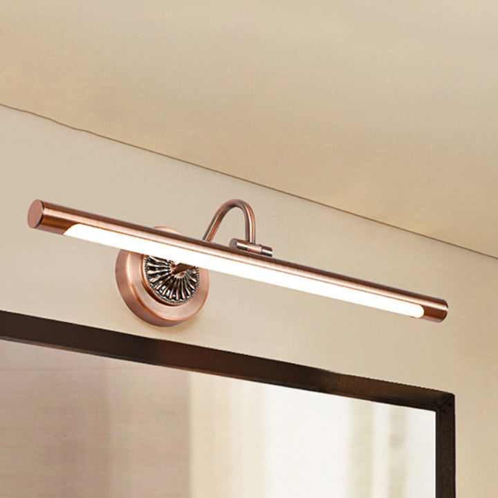 Skørter | Modernist style tube metal wall lamp 18"/22" W LED wall-mounted lamp in weathered copper/brushed brass, warm/white light