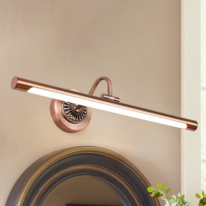 Skørter | Modernist style tube metal wall lamp 18"/22" W LED wall-mounted lamp in weathered copper/brushed brass, warm/white light