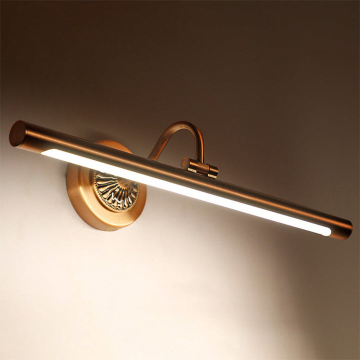Skørter | Modernist style tube metal wall lamp 18"/22" W LED wall-mounted lamp in weathered copper/brushed brass, warm/white light