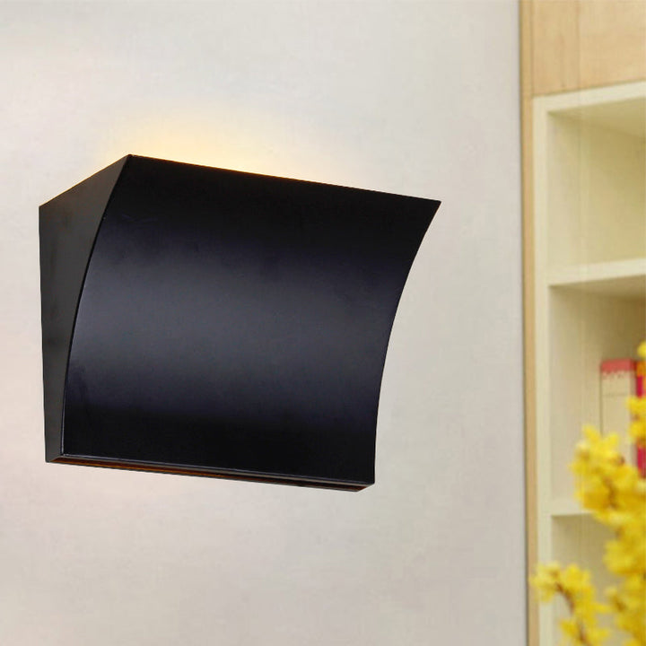 Lisslune | Simple Style Slip Design Wall Washer Light Metal LED Living Room Wall Lamp in Black/Silver