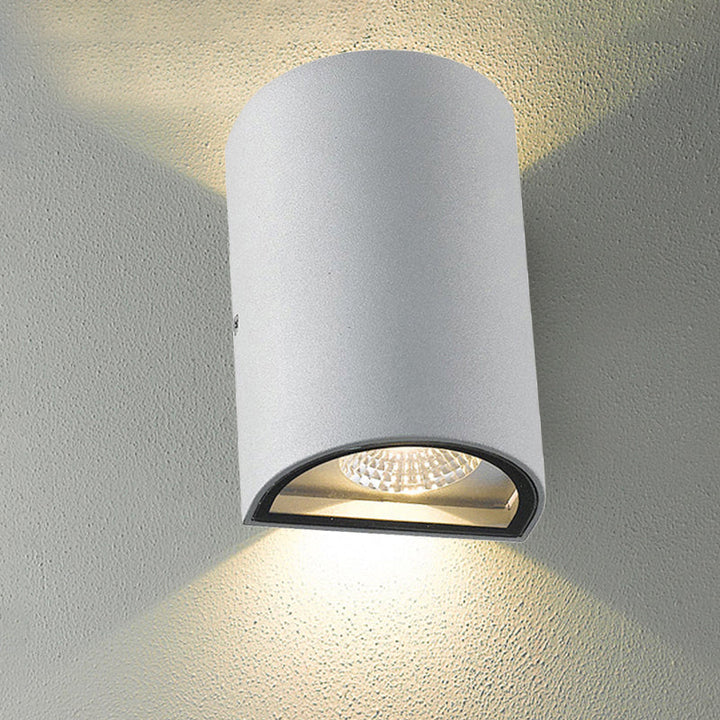 Skørter | LED Outdoor Wall Wash Lamp with Half-Cylinder Aluminum Shade Black/Grey Wall Lamp in Warm/White Light