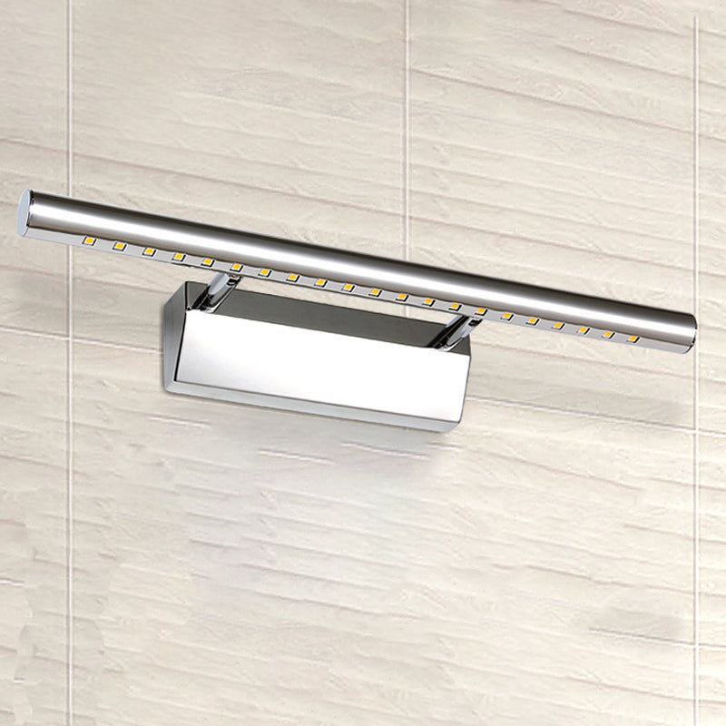Lisslune | Modern Style Cylinder Vanity Wall Sconce Metallic 10"/16" W LED Bathroom Wall Light in Chrome, Warm-/White Light
