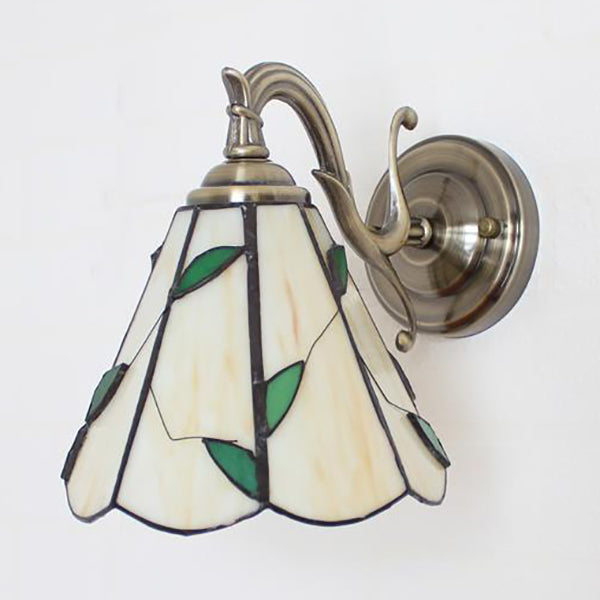 Skørter | Stained Glass Wall Lighting Tiffany Rustic 1-Light Wall Mount Light in Brown/Blue/Beige/Blue-White for Bedroom