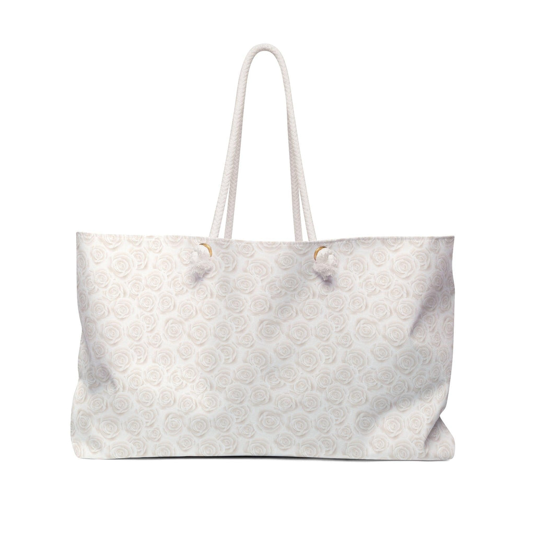 Lisslune | Elegant White Roses Weekend Carry Bag - Your Luxury Travel Companion