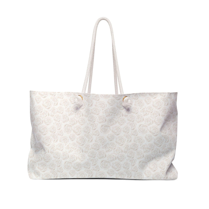Lisslune | Elegant White Roses Weekend Carry Bag - Your Luxury Travel Companion