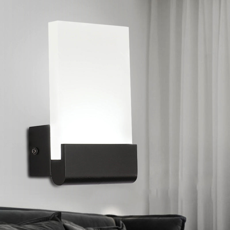 Skørter | 4" Width Black/White Acrylic Wall Lamp Simple Cuboid LED Wall Lighting Ideas, Warm/White Light