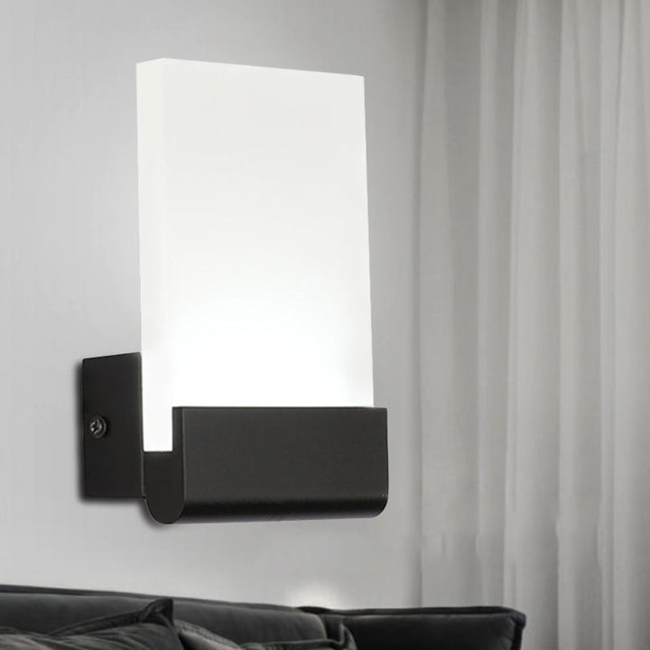 Skørter | 4" Width Black/White Acrylic Wall Lamp Simple Cuboid LED Wall Lighting Ideas, Warm/White Light