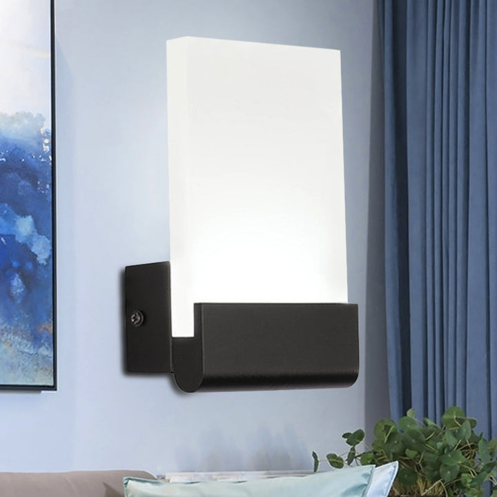 Skørter | 4" Width Black/White Acrylic Wall Lamp Simple Cuboid LED Wall Lighting Ideas, Warm/White Light
