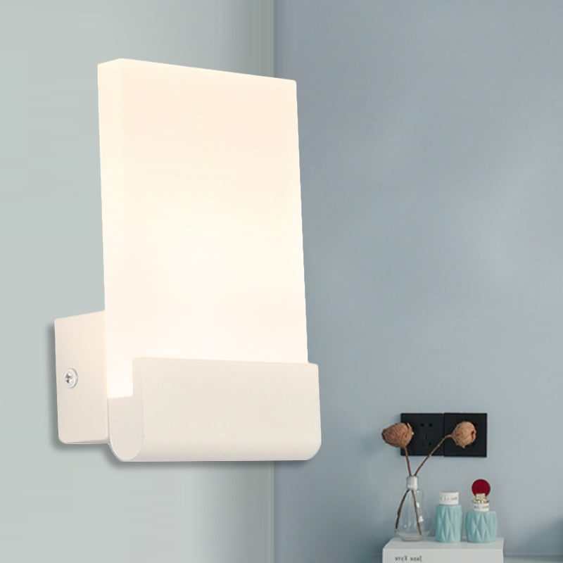 Skørter | 4" Width Black/White Acrylic Wall Lamp Simple Cuboid LED Wall Lighting Ideas, Warm/White Light