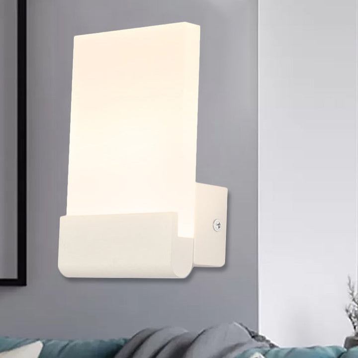 Skørter | 4" Width Black/White Acrylic Wall Lamp Simple Cuboid LED Wall Lighting Ideas, Warm/White Light