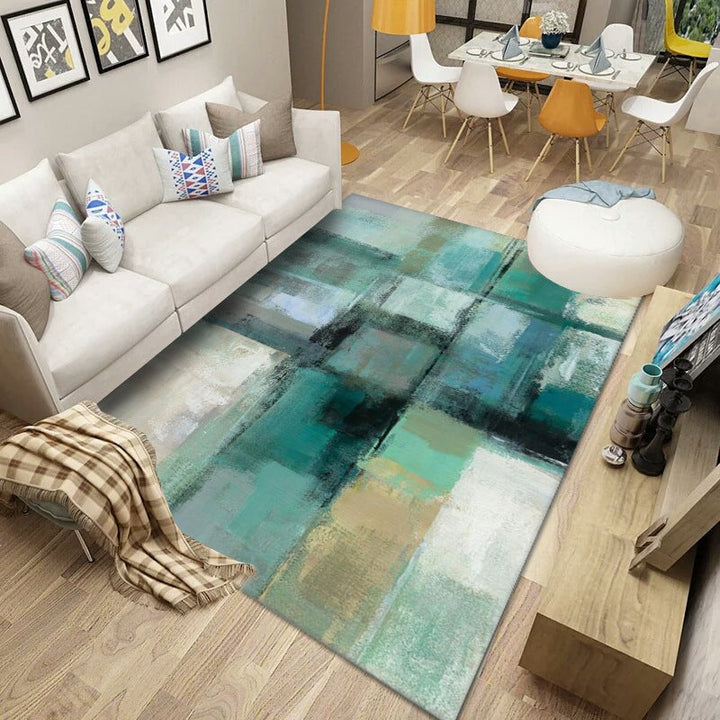 Lisslune | Simplicity Abstract Printed Rug Multicolor Polyester Area Rug Non-slip Back Pet-friendly Indoor Rug for the Living Room