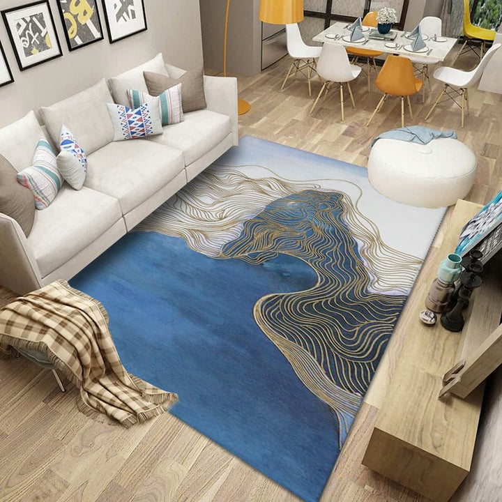 Lisslune | Simplicity Abstract Printed Rug Multicolor Polyester Area Rug Non-slip Back Pet-friendly Indoor Rug for the Living Room