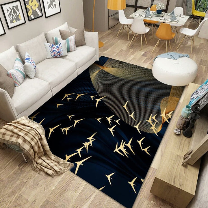 Lisslune | Simplicity Abstract Printed Rug Multicolor Polyester Area Rug Non-slip Back Pet-friendly Indoor Rug for the Living Room