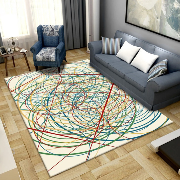 Lisslune | Simplicity Abstract Printed Rug Multicolor Polyester Area Rug Non-slip Back Pet-friendly Indoor Rug for the Living Room
