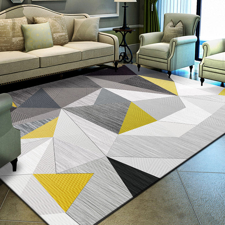 Lisslune | Relaxing Living Room Carpet Multi Color Geometric Pattern Area Rug Polypropylene Non-Slip Back Washable Area Rug