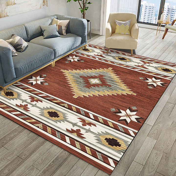 Lisslune | Relaxing Living Room Carpet Multi Color Geometric Pattern Area Rug Polypropylene Non-Slip Back Washable Area Rug