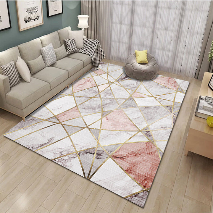 Lisslune | Relaxing Living Room Carpet Multi Color Geometric Pattern Area Rug Polypropylene Non-Slip Back Washable Area Rug