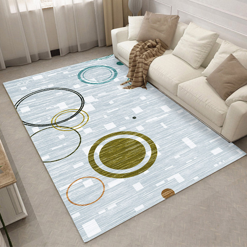 Lisslune | Relaxing Living Room Carpet Multi Color Geometric Pattern Area Rug Polypropylene Non-Slip Back Washable Area Rug