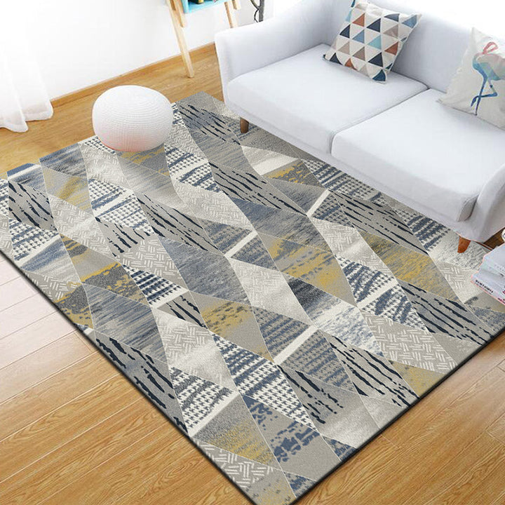 Lisslune | Relaxing Living Room Carpet Multi Color Geometric Pattern Area Rug Polypropylene Non-Slip Back Washable Area Rug