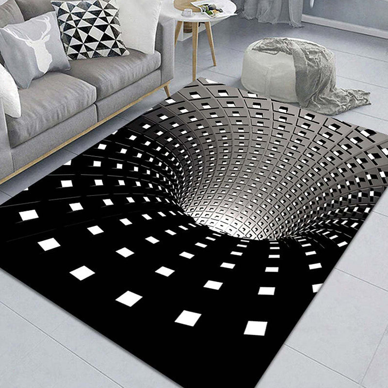 Lisslune | Minimalist Living Room Rug Multicolored 3D-printed Mat Synthetic non-slip backing easy to care for Area Rug