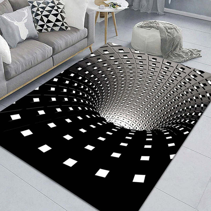 Lisslune | Minimalist Living Room Rug Multicolored 3D-printed Mat Synthetic non-slip backing easy to care for Area Rug