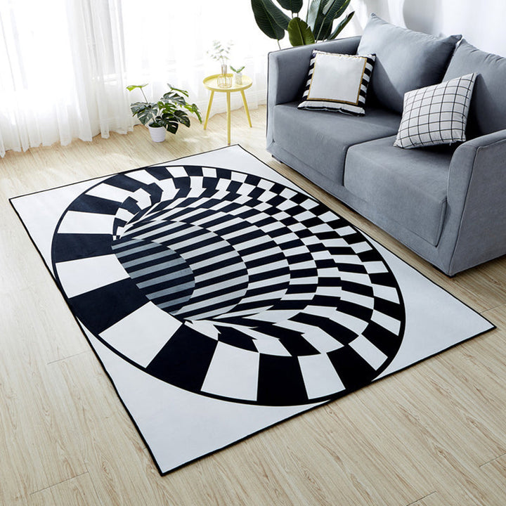 Lisslune | Minimalist Living Room Rug Multicolored 3D-printed Mat Synthetic non-slip backing easy to care for Area Rug
