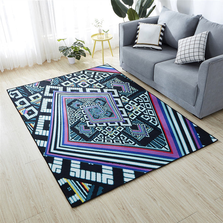 Lisslune | Minimalist Living Room Rug Multicolored 3D-printed Mat Synthetic non-slip backing easy to care for Area Rug