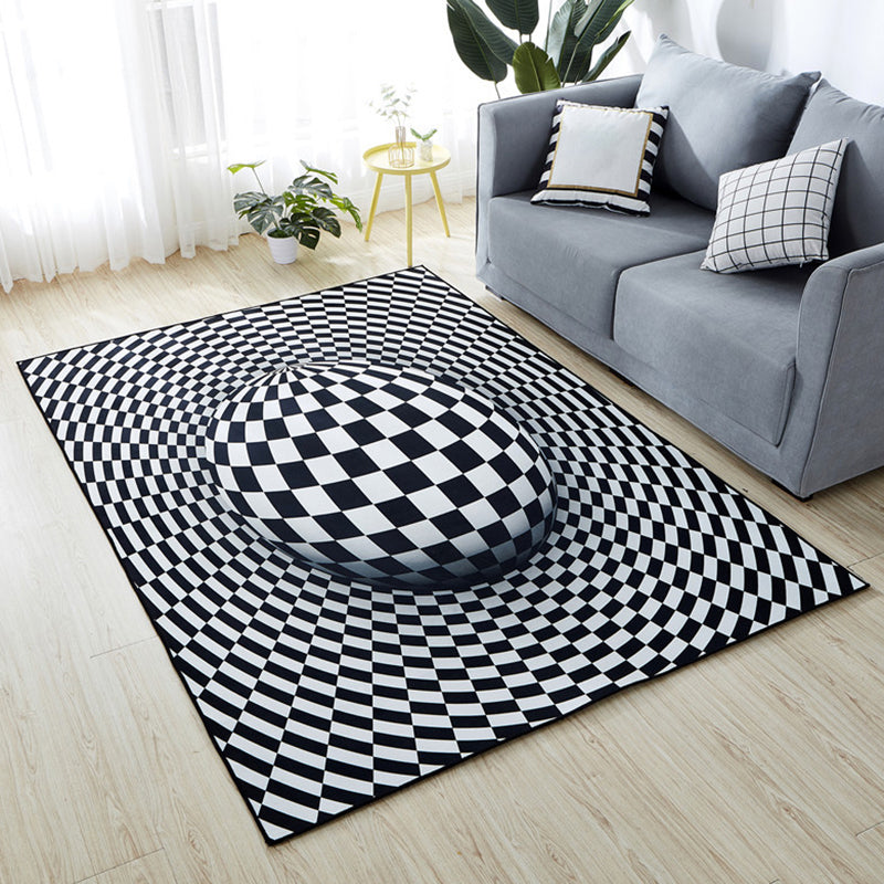 Lisslune | Minimalist Living Room Rug Multicolored 3D-printed Mat Synthetic non-slip backing easy to care for Area Rug