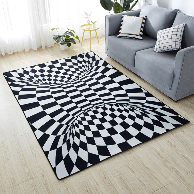 Lisslune | Minimalist Living Room Rug Multicolored 3D-printed Mat Synthetic non-slip backing easy to care for Area Rug