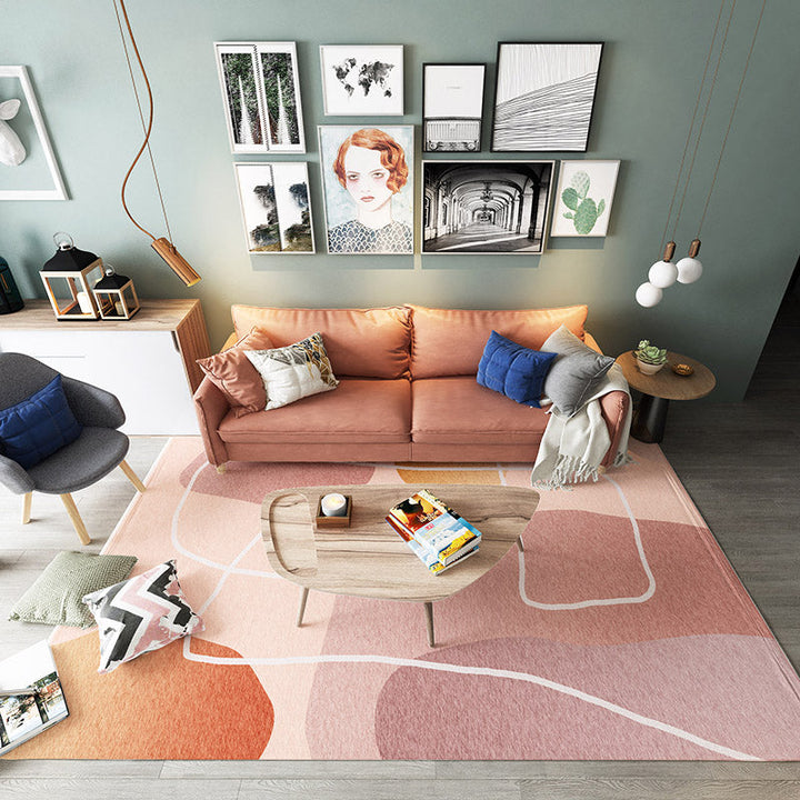 Lisslune | Multicolored Hand-Printed Rug Polypropylene Relaxation Area Rug Non-Slip Back Washable Indoor Rug for the Living Room