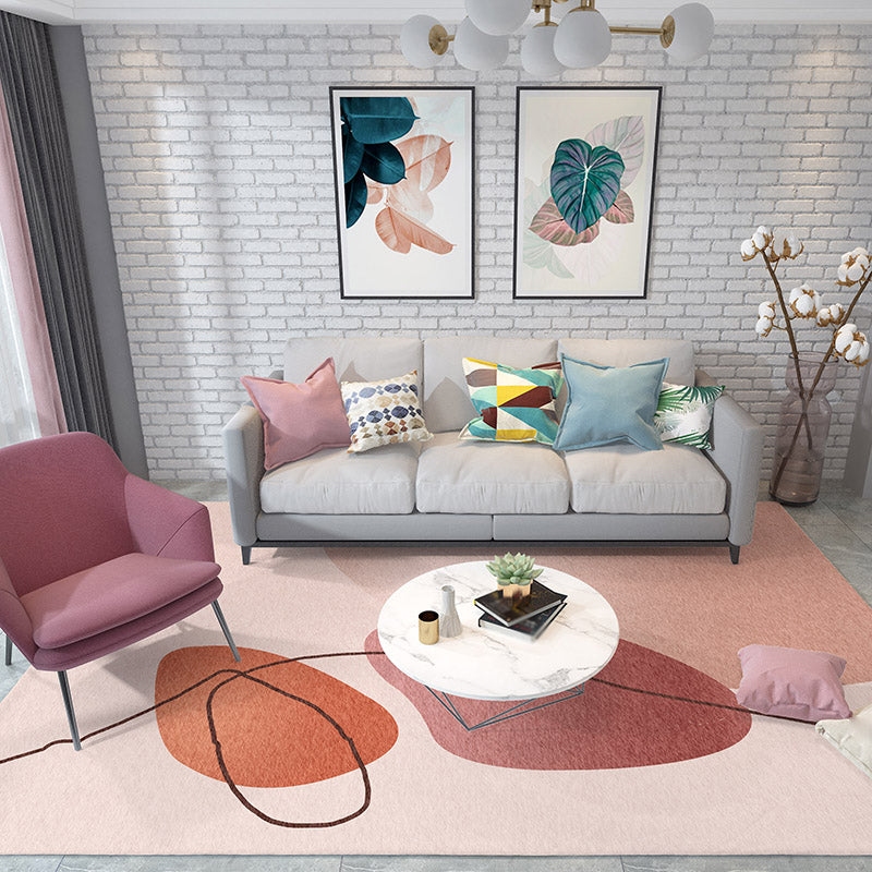 Lisslune | Multicolored Hand-Printed Rug Polypropylene Relaxation Area Rug Non-Slip Back Washable Indoor Rug for the Living Room