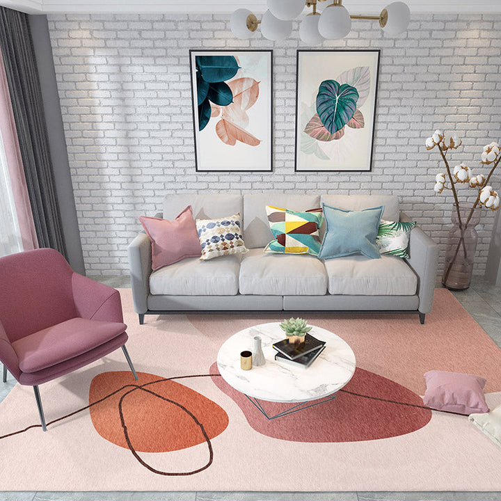 Lisslune | Multicolored Hand-Printed Rug Polypropylene Relaxation Area Rug Non-Slip Back Washable Indoor Rug for the Living Room