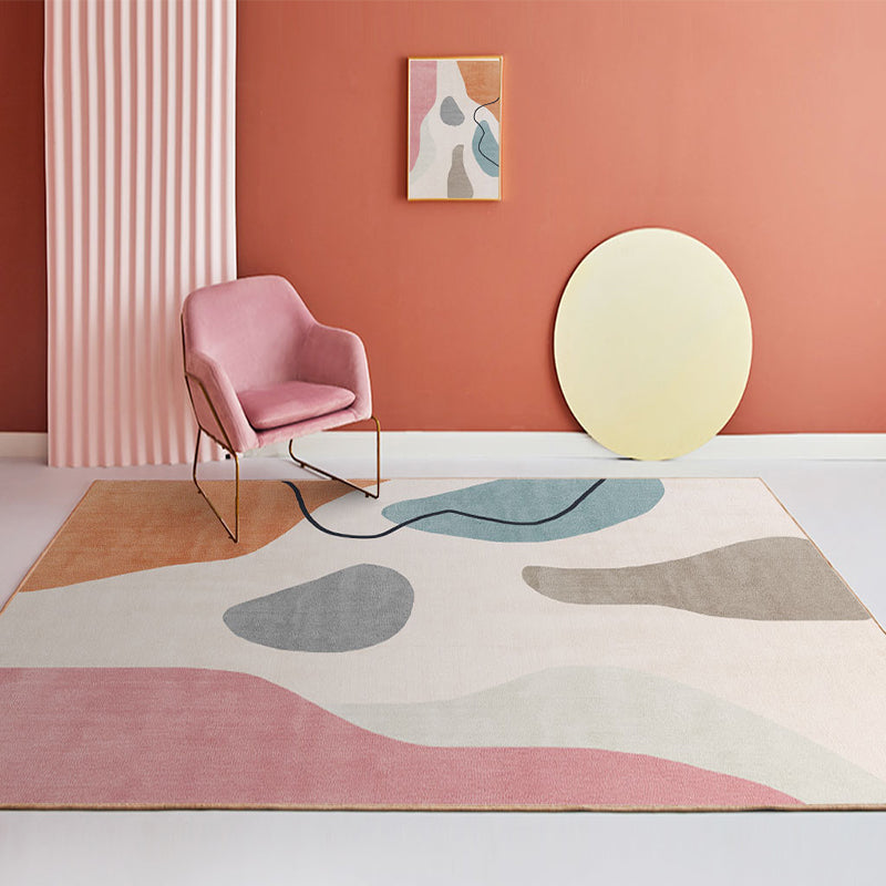 Lisslune | Multi Color Simple Rug Polypropylene Color Block Area Rug Non-Slip Backing Stain Resistant Indoor Mat for Room
